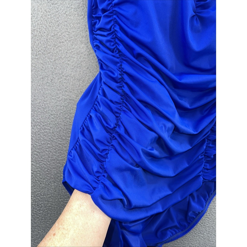 Inches Away Swimsuit Womens Sz 16 Blue One Piece Ruched Sliming Lined - Picture 2 of 11